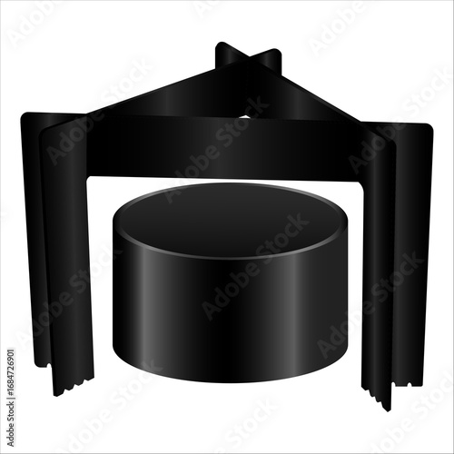 Simple illustration of a black portable stove with a cylindrical burner. Ideal for camping or outdoor cooking themes.