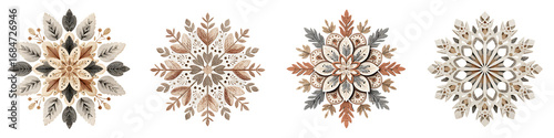 Wallpaper Mural Bohemian Snowflake Ornaments: Watercolor Christmas Collection Torontodigital.ca