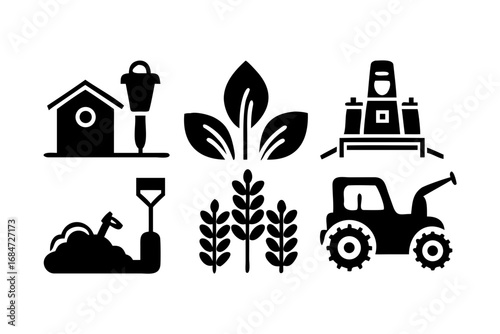 Agricultural equipment and crops in a field