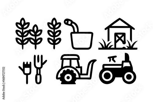 Farming equipment and crops on a farm