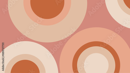 Retro abstract background with overlapping pastel colored arcs and circles vintage