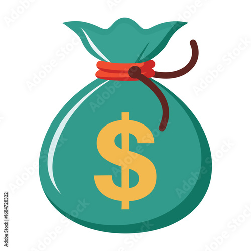 A money bag with a dollar sign, a classic symbol of wealth, finance, and savings, isolated on a clean white background, for business.
