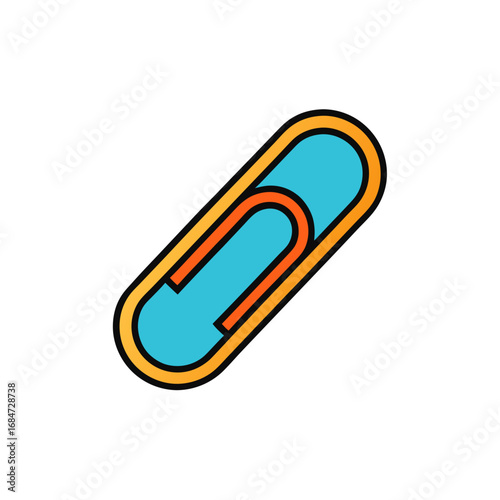 Paperclip Flat Vector Illustration, Office Stationery Tool, Metal Clip Clipart