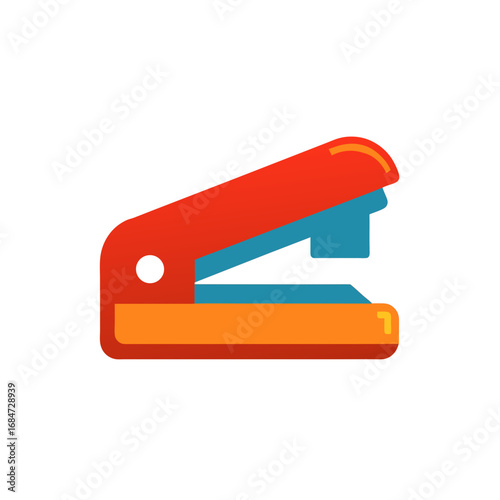 Stapler Flat Vector Illustration, Office Tool, Paper Binding Stationery Clipart