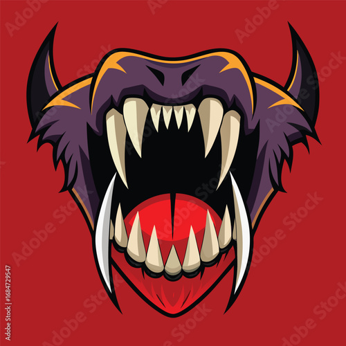A pair of stylized fangs, a simple and spooky design, a classic symbol of vampires and Halloween, for horror-themed concepts.