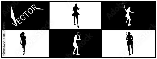 Various silhouette poses of tennis players. Perfect for sports competitions.