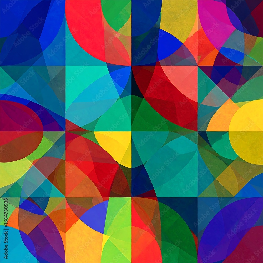 Obraz premium Vibrant geometric pattern with overlapping shapes and colors