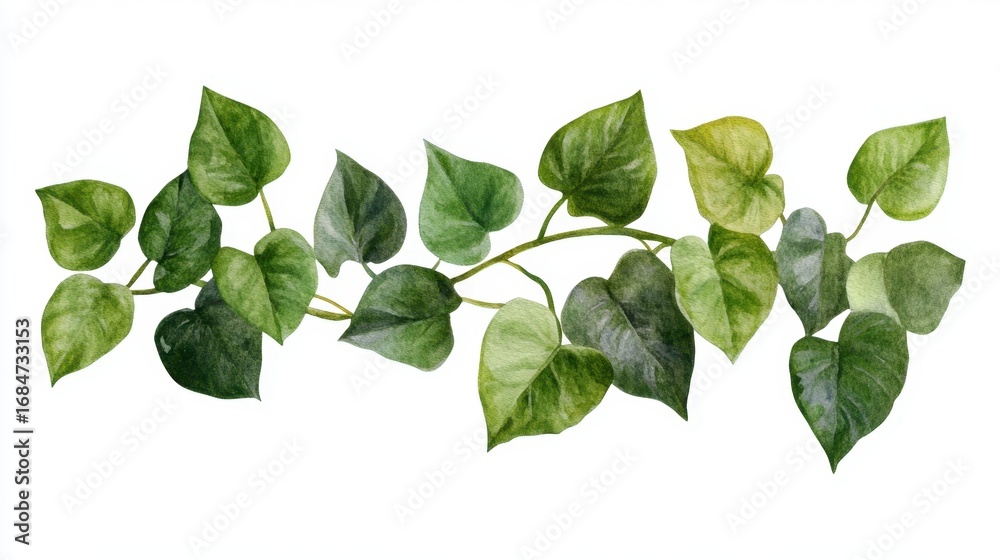 Fototapeta premium Watercolor green leaves arrangement isolated for natural design elements