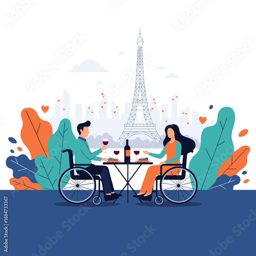 A romantic evening for two in paris featuring accessible dining and cityscape views