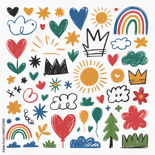 Seamless Pattern with Hand Drawn  Doodles