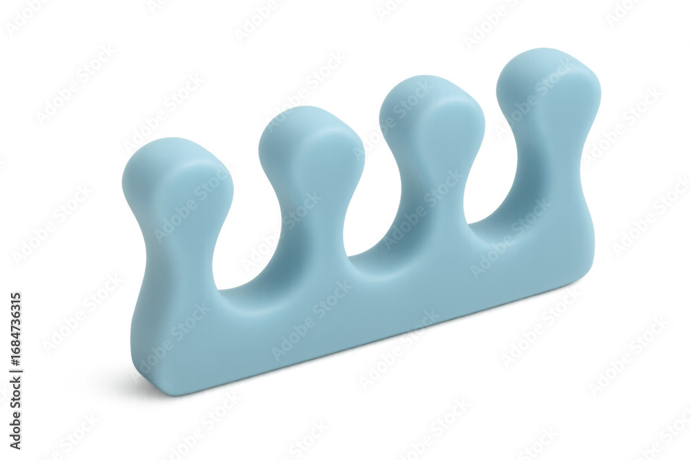 Fototapeta premium Light blue toe separator on transparent background enhancing pedicure process