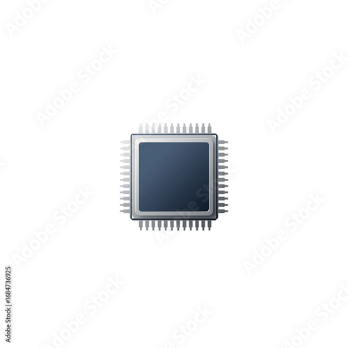 A computer processor chip, a symbol of technology and data processing. This vector illustration is ideal for themes of electronics, hardware, and digital communication.
