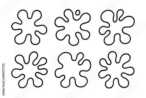 Abstract fluid shapes: black curved outlines in geometric pattern