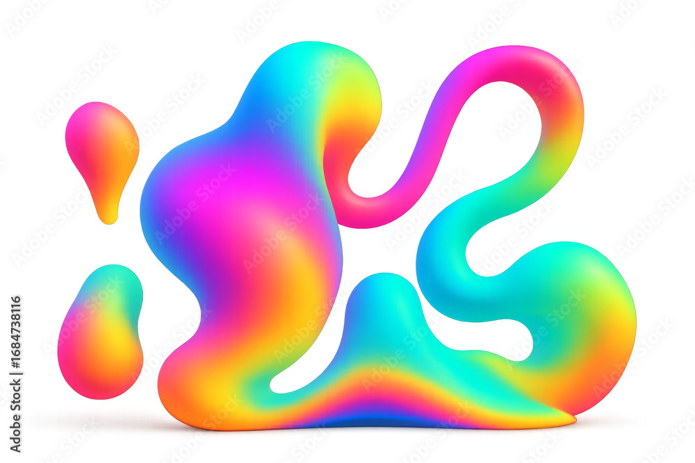 Obraz premium Colorful abstract shapes flowing and merging on transparent background