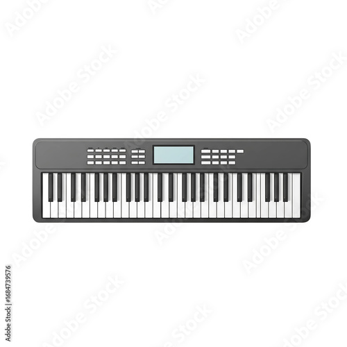 High-quality vector illustration of a modern electronic keyboard or synthesizer, isolated on a white background. Musical instrument for production