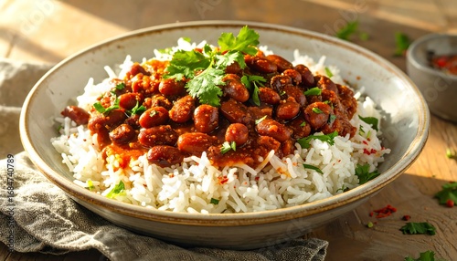 Kidney Bean Curry with Rice Dish