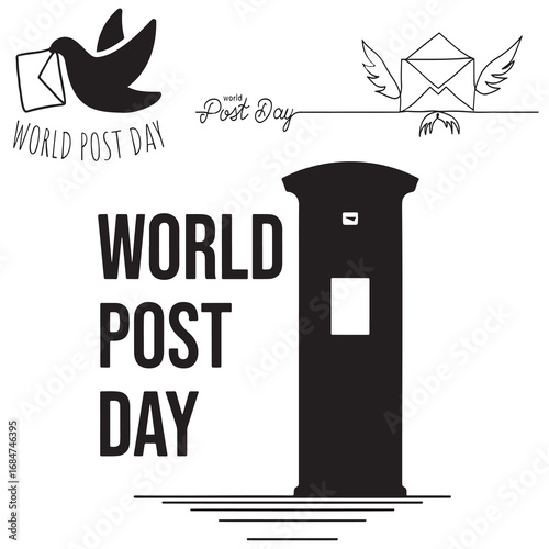 Celebrating World Post Day with the timeless tradition of sending letters through mailboxes and the symbolic journey of messages carried by birds and wings across the globe