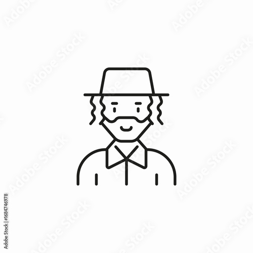bearded jewish man icon sign vector