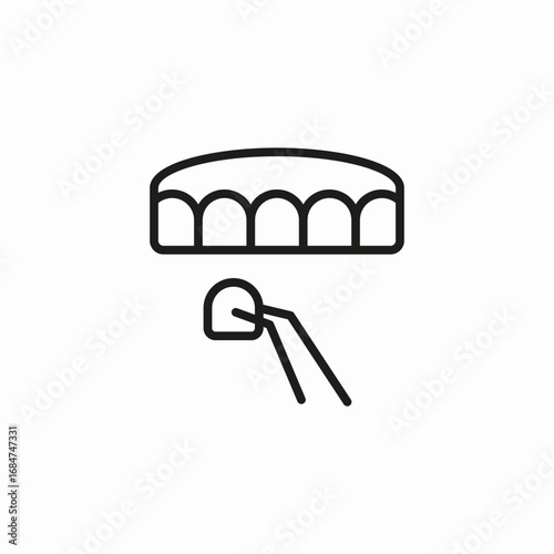 dentures with remover icon sign vector
