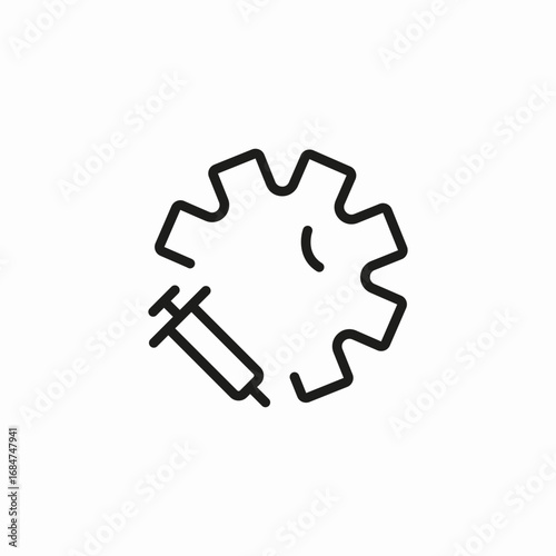 gear syringe injection icon sign vector