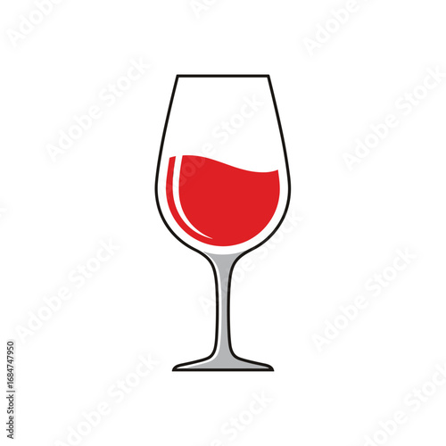 A simple illustration of a wine glass filled with red liquid, ready to be enjoyed.