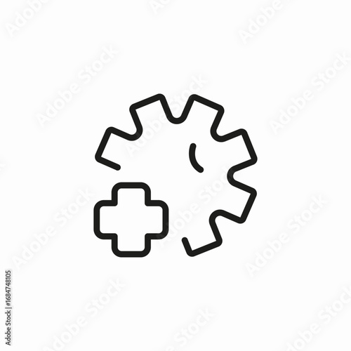 gear with plus icon sign vector