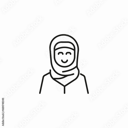 happy woman in hijab icon sign vector