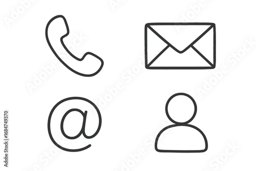 Communication icons illustrating different means of contacting people and organizations in a minimalistic design