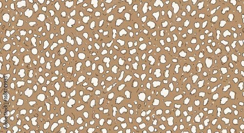 Abstract seamless pattern with brown and white spots.