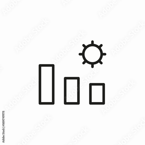 sun bar chart icon sign vector