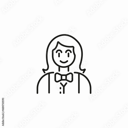 woman with bow tie icon sign vector
