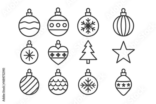 Various Christmas ornaments displayed in a simple style on a white background for holiday decor inspiration