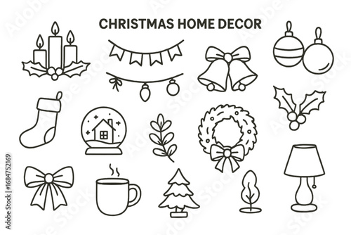 Stylish Christmas home decor collection featuring festive elements for seasonal celebration and warmth