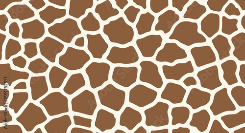A close-up view of a giraffe's distinctive brown and white patterned coat.
