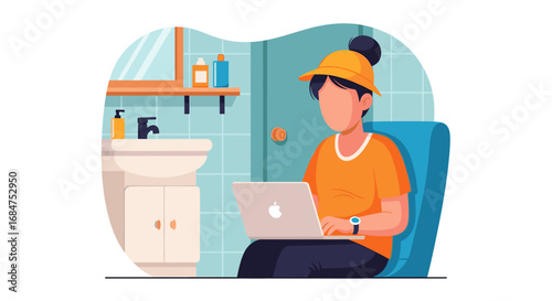 Person working on a laptop in a relaxed home setting, blending casual lifestyle with remote productivity and digital convenience.