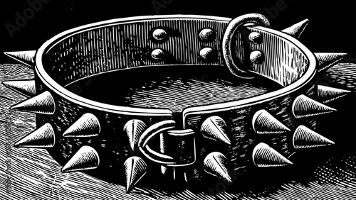 banner of Grunge black and white vector of spiked dog collar design for posters and urban art wallpaper