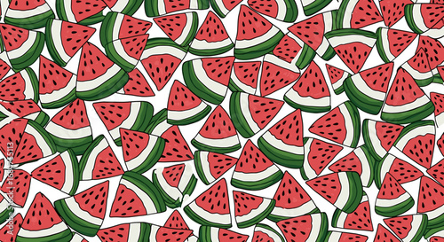 A repeating pattern of vibrant watermelon slices.