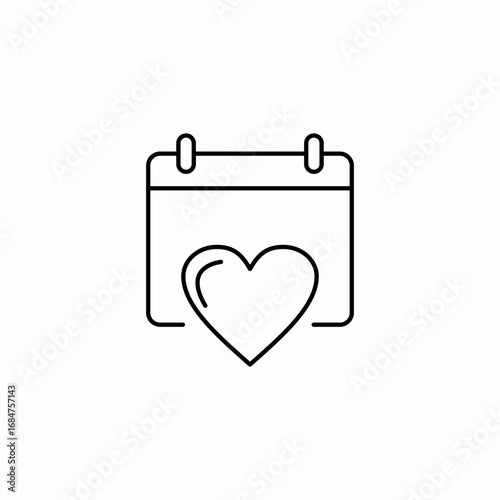 calendar with heart icon sign vector