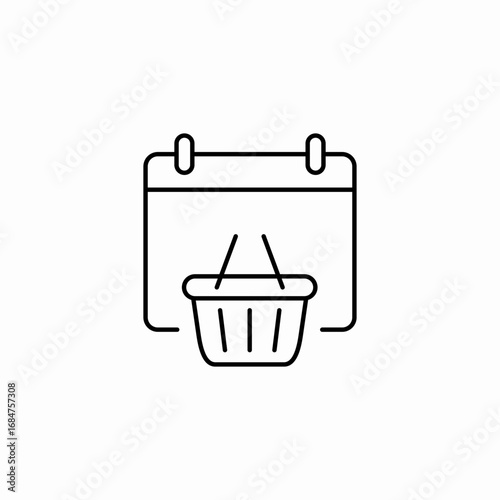 calendar with shoppingcart icon sign vector