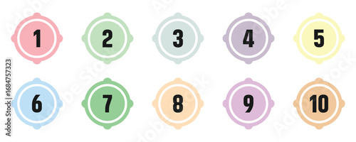 Colorful number bullet points, infographics markers. Triangle number bullet point icon set. Number flags 1 to 10 flat design isolated vector illustration.