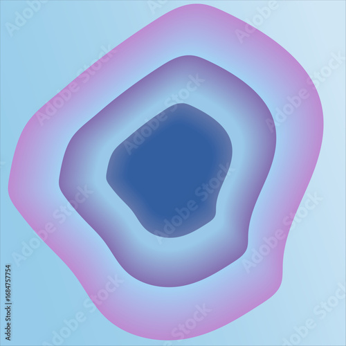 Layered Blue and Violet Abstract Shape, Modern 3D Papercut Style Illustration, Fluid Design Concept