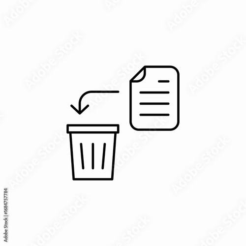 document to trash bin icon sign vector