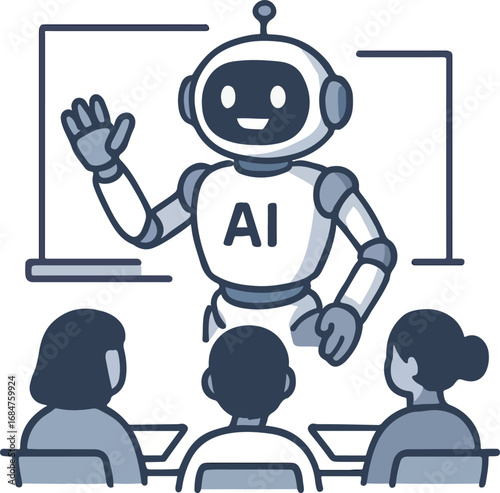AI robot as a friendly teacher in class Illustration