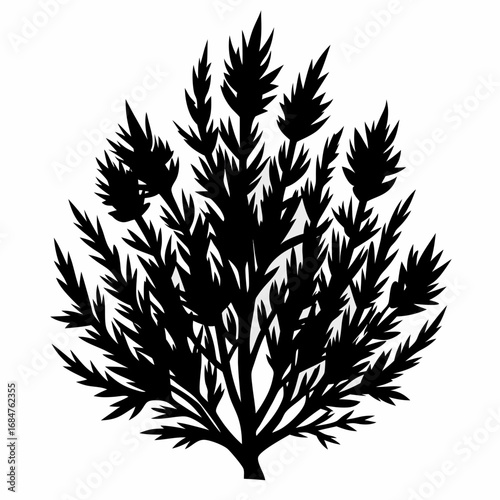 Sagebrush vector clean black silhouette design white background