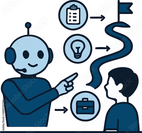 AI mentor guiding a student’s career roadmap Illustration