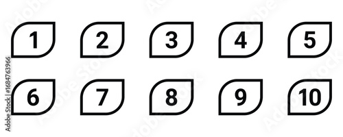 Bullet Points icon set, Simple numbers in flat style, Set of 1 to 10 numbers. Simple black numbers symbol sign for apps, UI, and website. Vector illustration, EPS 10