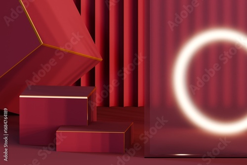 3D Rendering(not AI). Podium pedestal or platform in blank space background minimal, 3d product mockup, Product presentation, 3d rendering geometric shape design.