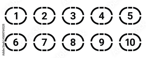 Bullet Points icon set, Simple numbers in flat style, Set of 1 to 10 numbers. Simple black numbers symbol sign for apps, UI, and website. Vector illustration, EPS 10