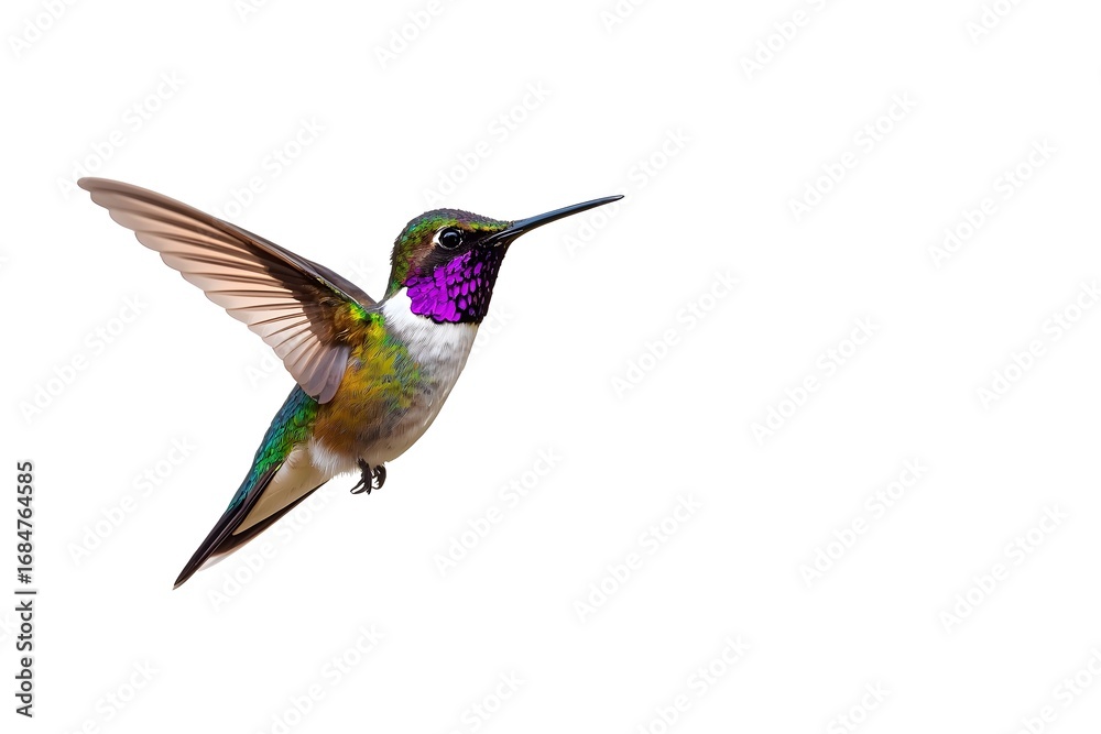 Fototapeta premium Hummingbird isolated over white background with path