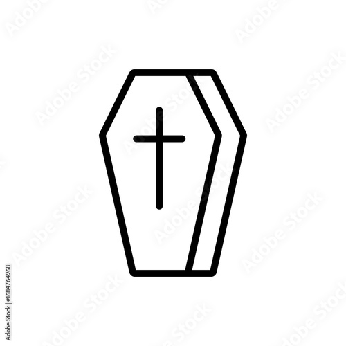 Coffin with cross symbol icon vector illustration, isolated on white